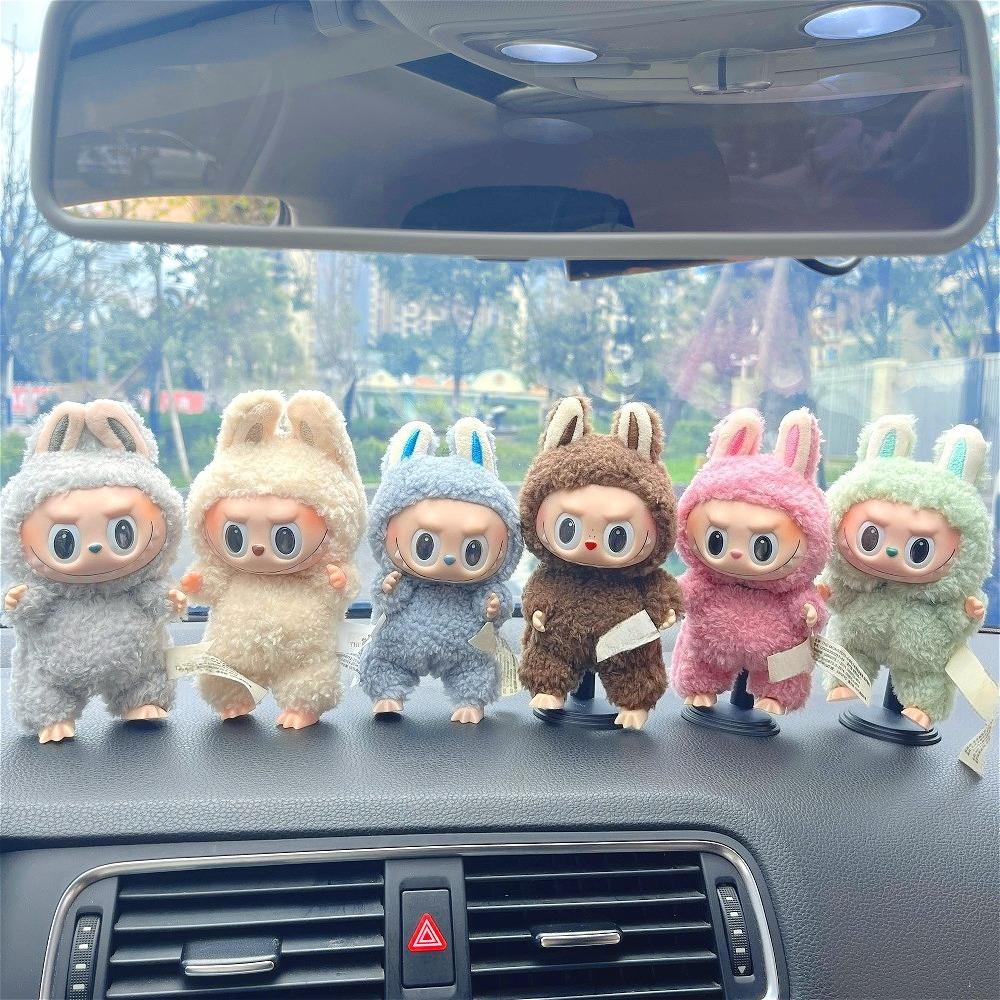 Car Plush Ornament  Anime Figure Labubu 1.0 Monster Vinyl Blind Box Series Heartbeat Macaron Doll  Kids Gift Birthday Toy  Air Outlet Ornament