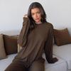Women's 2-Piece Loungewear Set Loose Fit Long Sleeve Top with Wide Leg Pants Casual Matching Outfit
