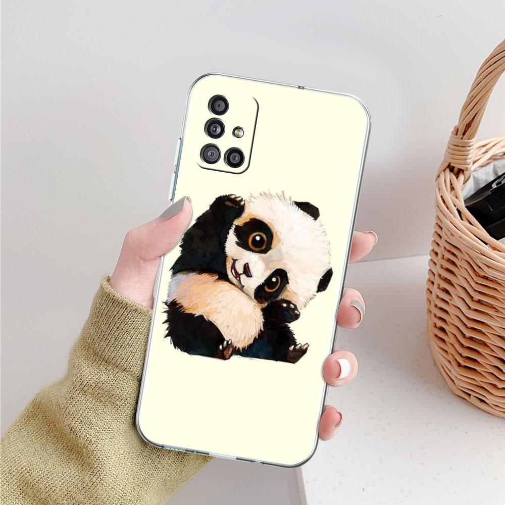 Clear Phone Case For Samsung Galaxy A51 5G A71 A21s A31 A12 A52 A41 A91 A11 A32 A72 Shockproof Soft Cover Super Cute Panda Funda