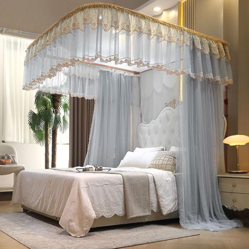 Thickened U-Shaped Mosquito Net Tent: Rail-Type, Three-Door, Princess Style for Home Use (1.8/1.2 Bed)