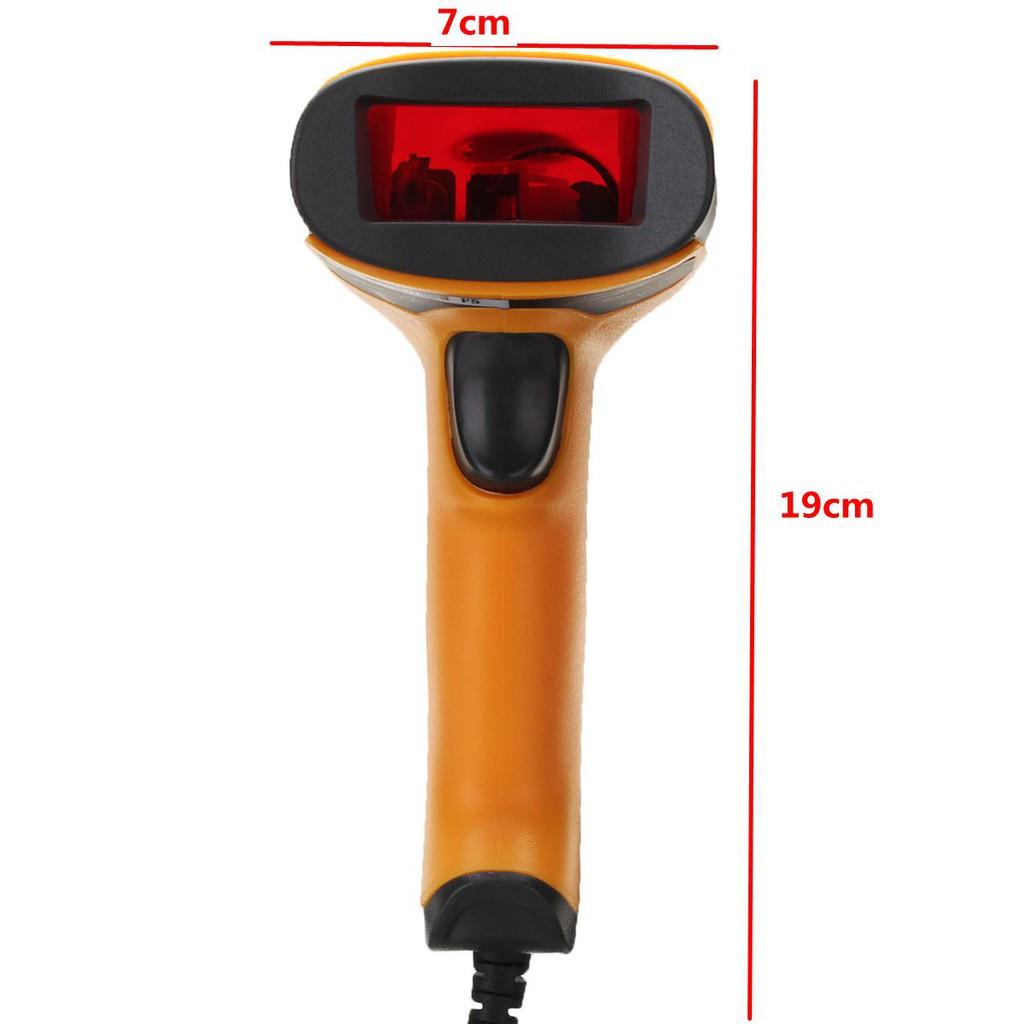 Yellow 10mA USB Bar Code Laser Reader Barcode Scanner with Stand Handheld Automatic Sensing (With Scanner Stand) New 19*9.5*7 Cm