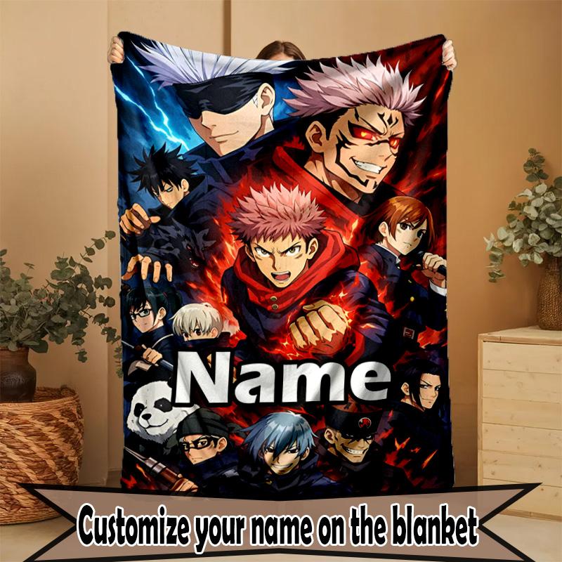 Custom Name Personalized Jujutsu Kaisen Print Blanket, Home Decor, Bedroom, Sofa, Camping, Couch, Gifts for Birthday ChristmasEnthusiasts