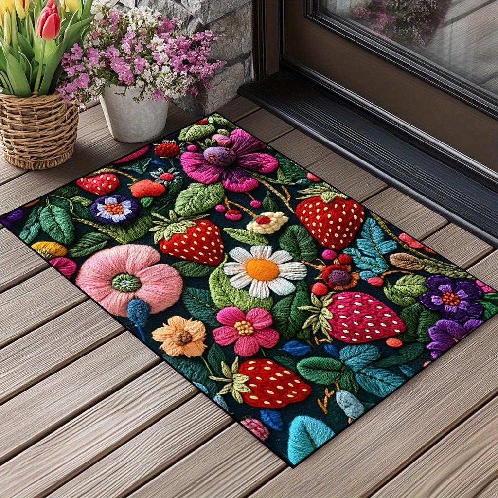 Dywaniki podłogowe z kaszmiru z nadrukiem kwiatowym, dywaniki podłogowe antypoślizgowe do łazienek i świąteczne dekoracyjne wycieraczki do salonów i sypialni