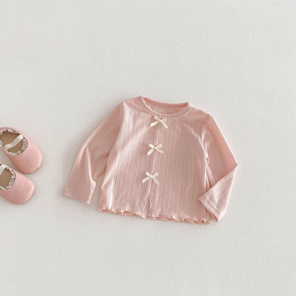 Girls' Bowknot T-shirt - 2026 New Spring Korean Style