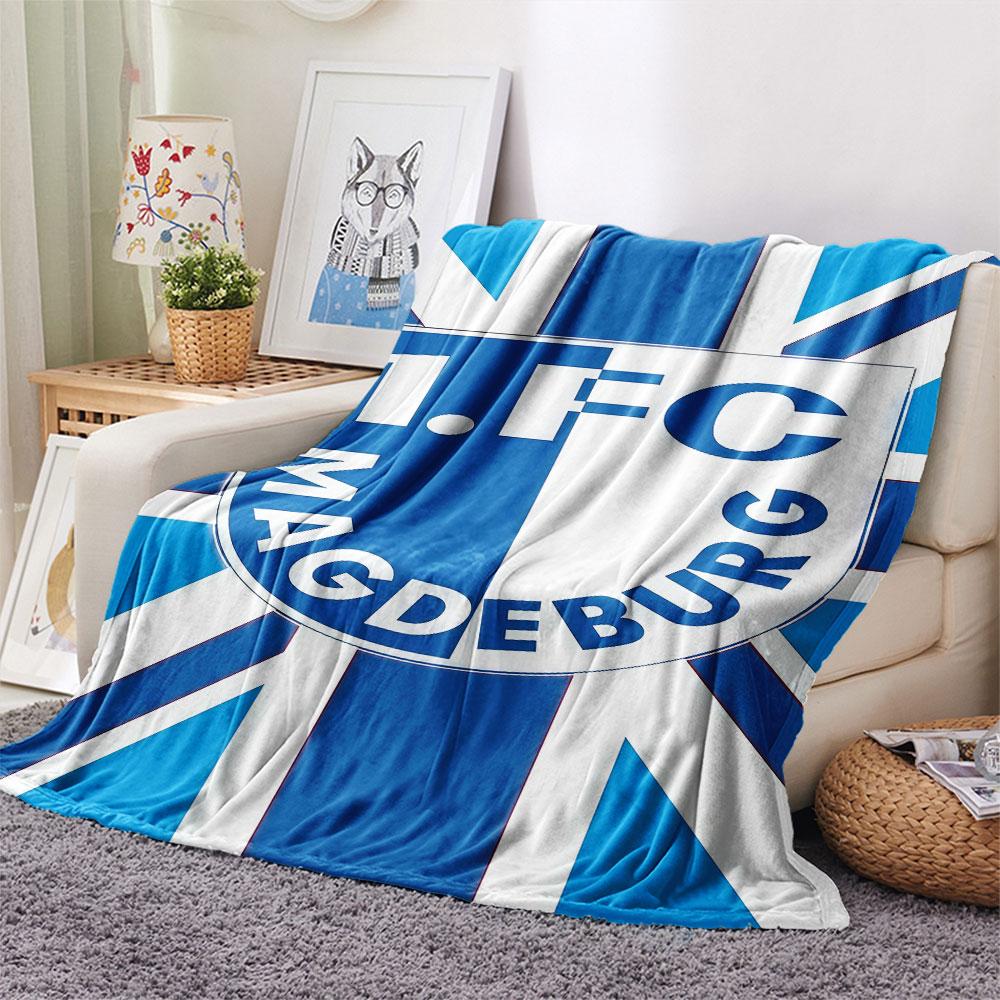 1PC 1. FC Magdeburg Patterned Flannel Blanket Suitable For All Seasons for Home Decor Warmth and Comfort Gifts Holiday Present