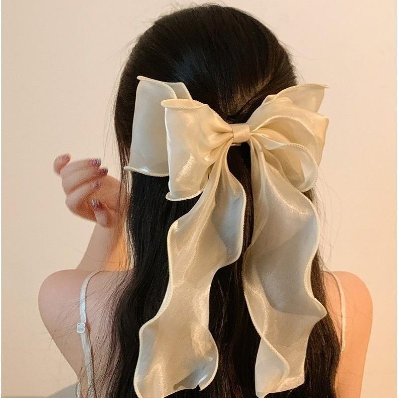 Mesh Bow Hair Clip Women Sweet Ponytail Cute Spring Clips Fashion Hair Accessories