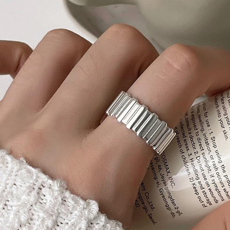 

PANJBJ 925 Sterling Silver Fish Ring for Women Double Layer Weave Texture Hollow Out Design Originality Jewelry Dropshipping