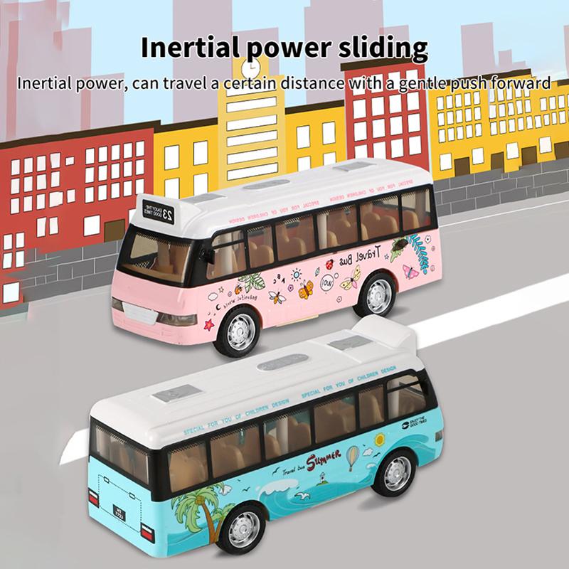 School Bus Sound Light Tour Bus Model Boy Toy Diecasts Toy Vehicles Kids Gift Simulation Bus Model