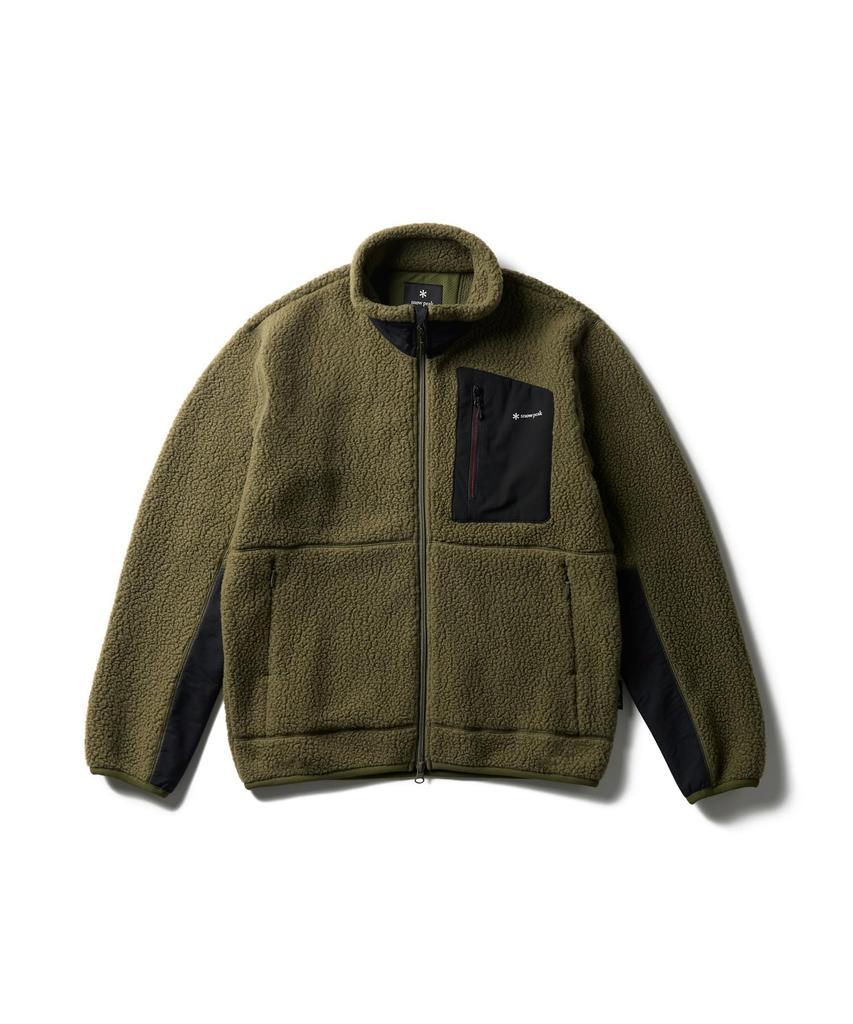 Snow Peak Polartec Thermal Pro Boa Fleece Jacket Outer and Size L SPF-JK-25AU906, Jacket, Men's Women's, Olive,