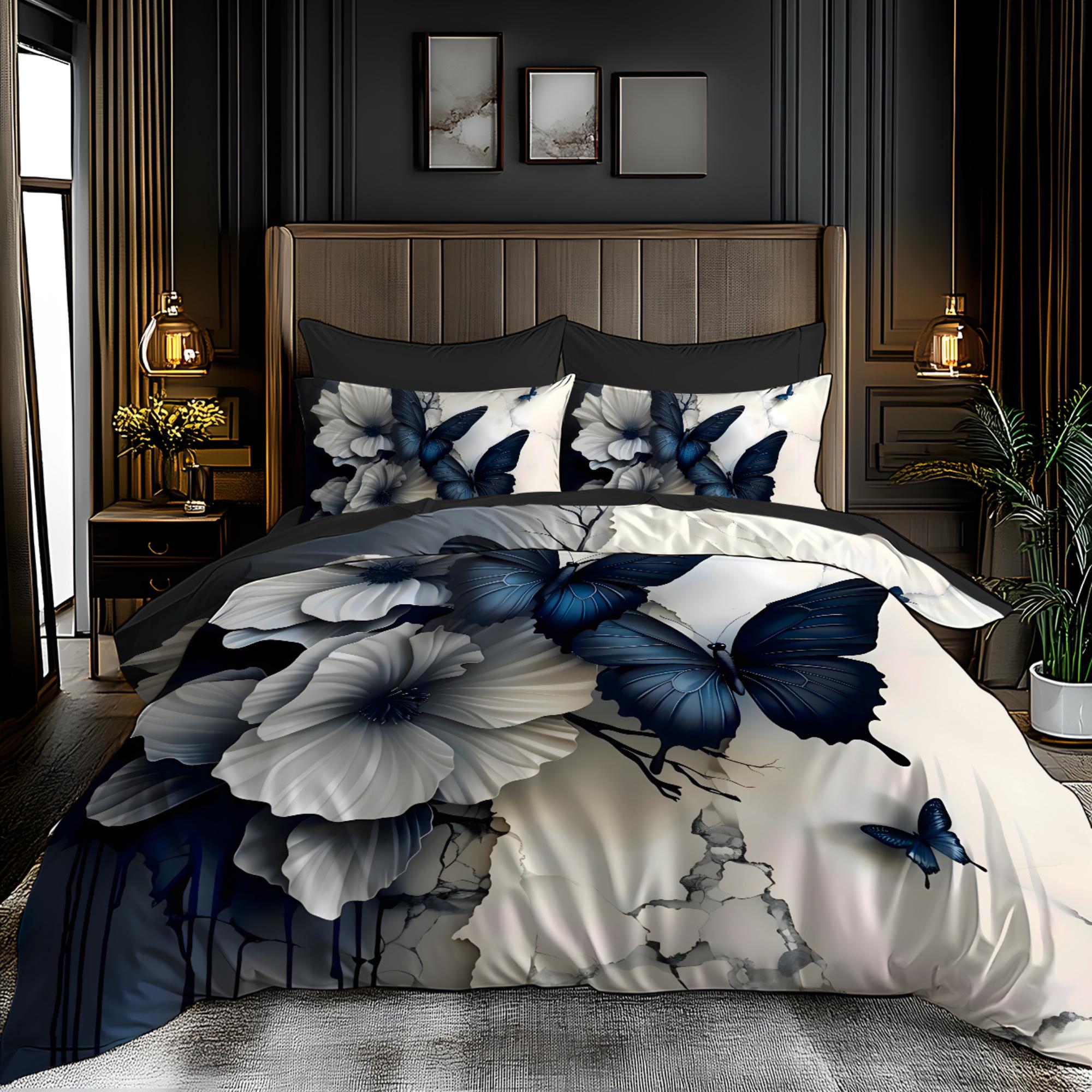 

Bedding Set Features Warm Minimalist Style with Animal Butterflies The All-Polyester Brushed Digital Printed Duvet Cover Set 90X200cm