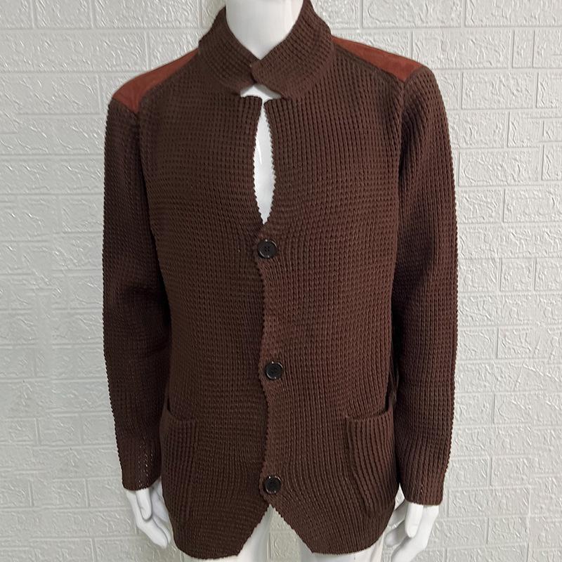 2024 Slim Fit Lapel Knit Cardigan: Autumn/Winter Plus Size Men's European & American Style