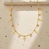 Fashion Cross Zircon Necklace for Women,Gold Color Flat Rolo Chain Stainless Steel Necklaces,Daily Waterproof Jewelry Gift