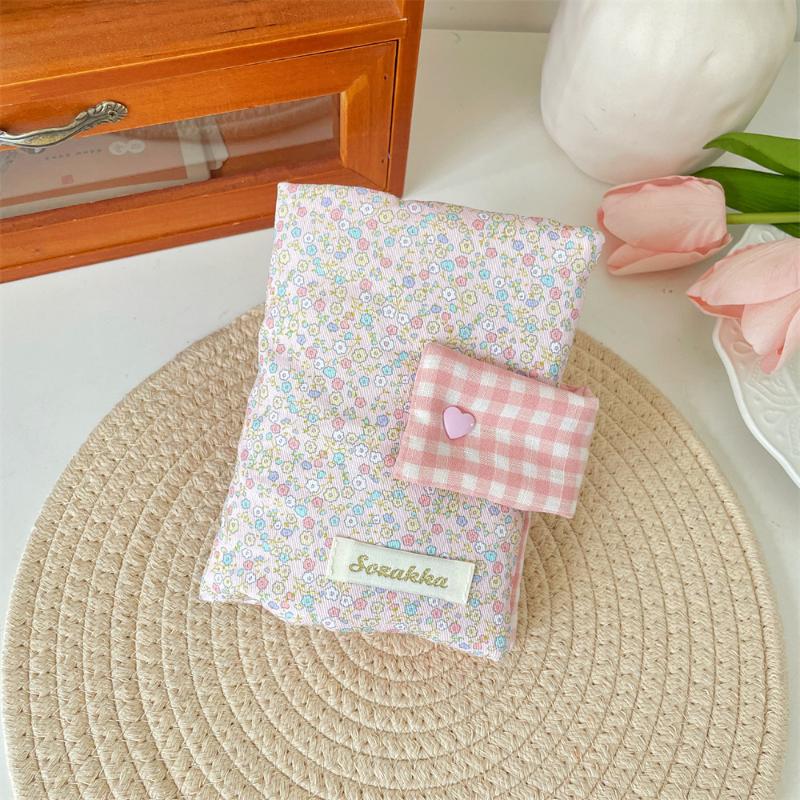 Sweet A6 Handmade Floral Print Jacket Book Cover Portable Ledger Notepad Diary Protective Case Book Storage Hanging Decoration