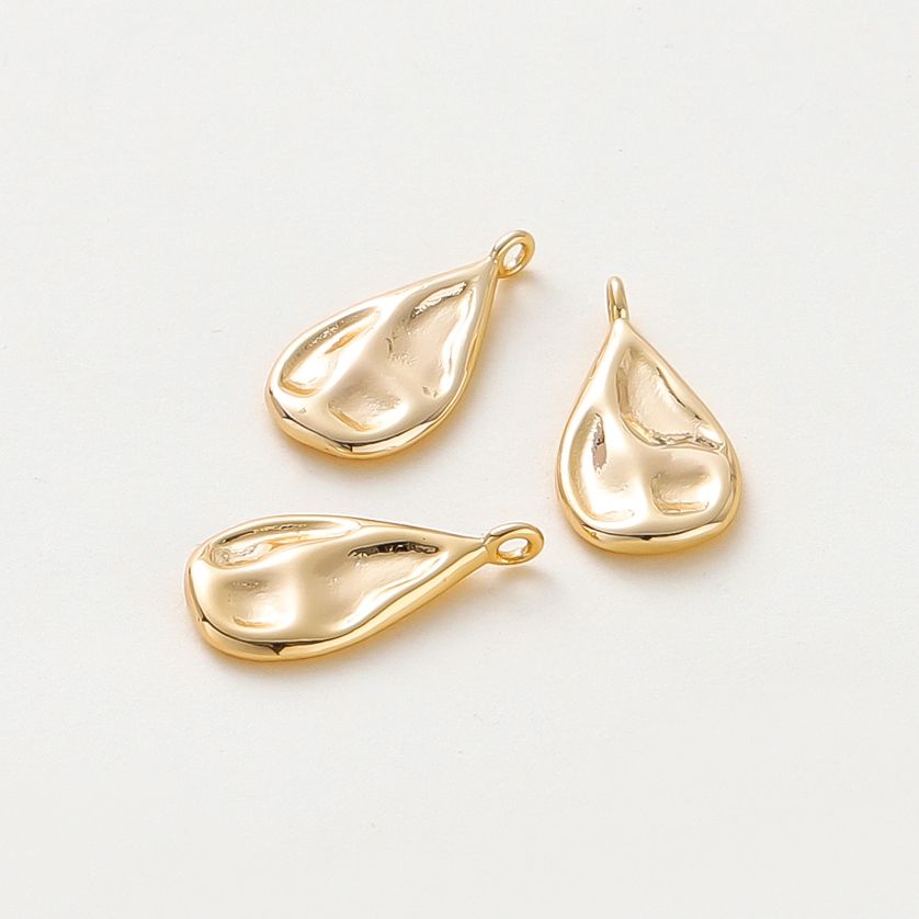 4pcs/lot 18K Gold Color Plated Wave Pattern Drop Shape Pendants Charms Leaves Necklace Pendant For DIY Jewelry Making  Supplies
