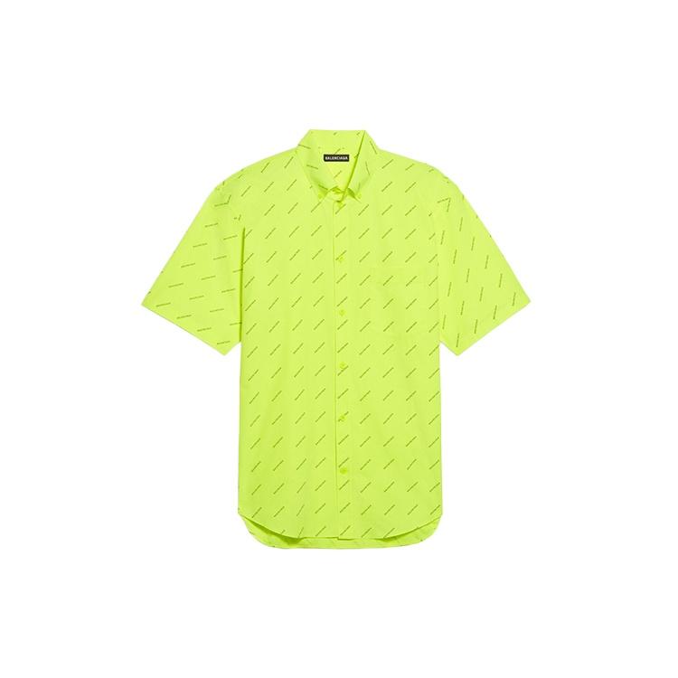 Balenciaga All Over Logo Shirt 'Neon Yellow' Men's 534332TILX67110