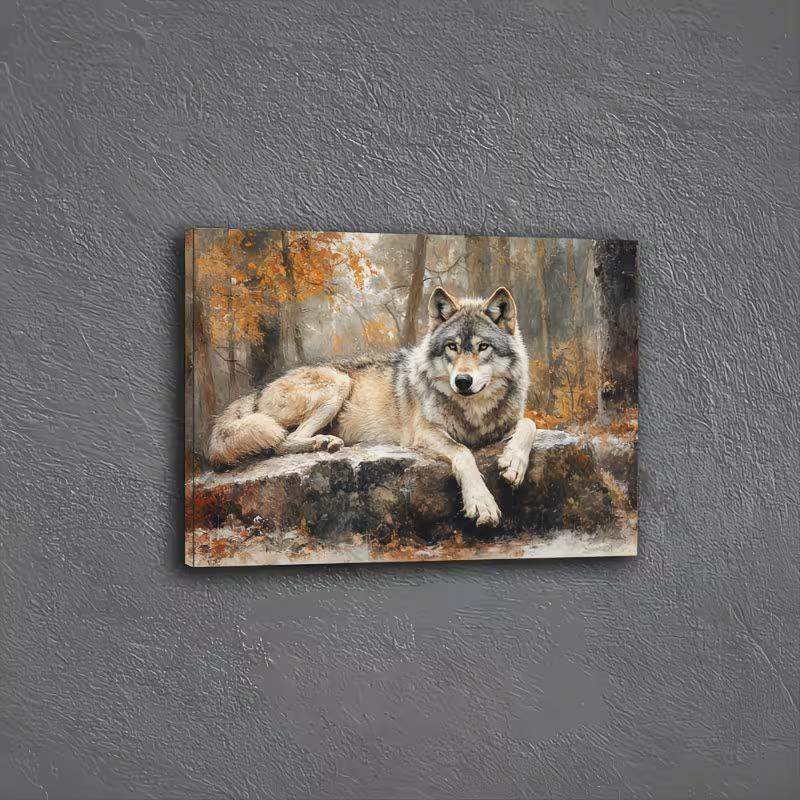 1pc Majestic Wolf In Forest Canvas Wall Art - Realistic Wolf Print, Contemporary Wolf Decor Suitable for Living Room-Wolf, Ideal Home Gift for Lovers