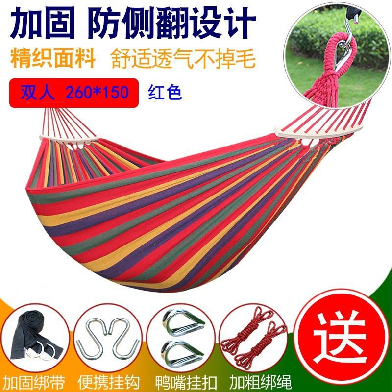 Portable Outdoor Hammock Kids Adults Durable Canvas Fabric With Anti-Roll Design Camping Hiking Garden Relaxation