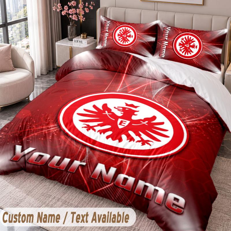Eintracht Frankfurt Printed Bedding Set Custom Name Text 1 Duvet Cover 2 Pillowcases For Bedroom