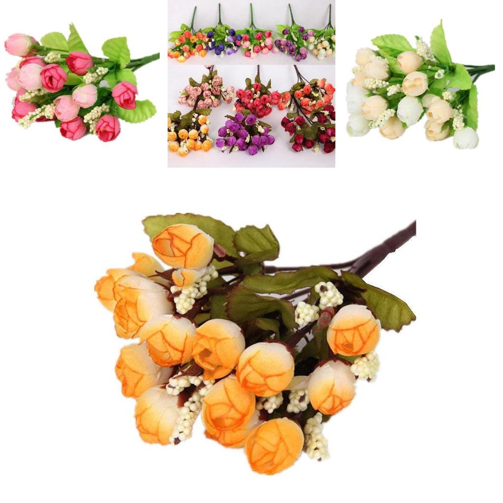 Elegant Artificial Flowers Tea Rose Buds For Wedding Bouquet And Bridal Decor