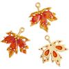 18K Gold-Plated Autumn Red Zircon Maple Leaf Necklace with Micro-Pave Accents