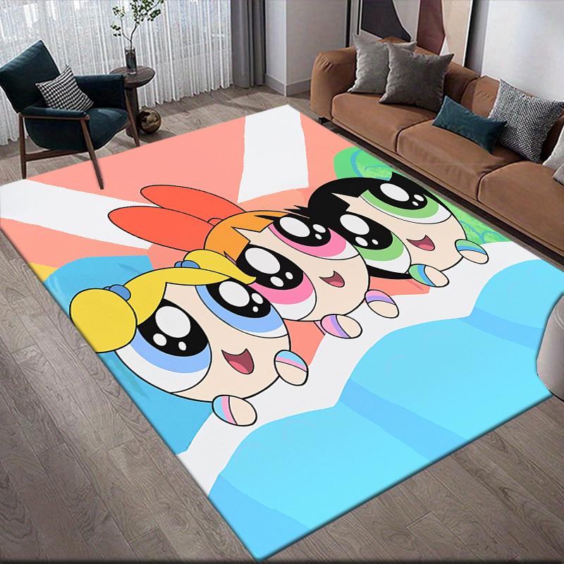The Powerpuff Girls Poster Square Area Rug, Non-Slip Floor Mat for Bedroom, Perfect Gift for Fans.chl