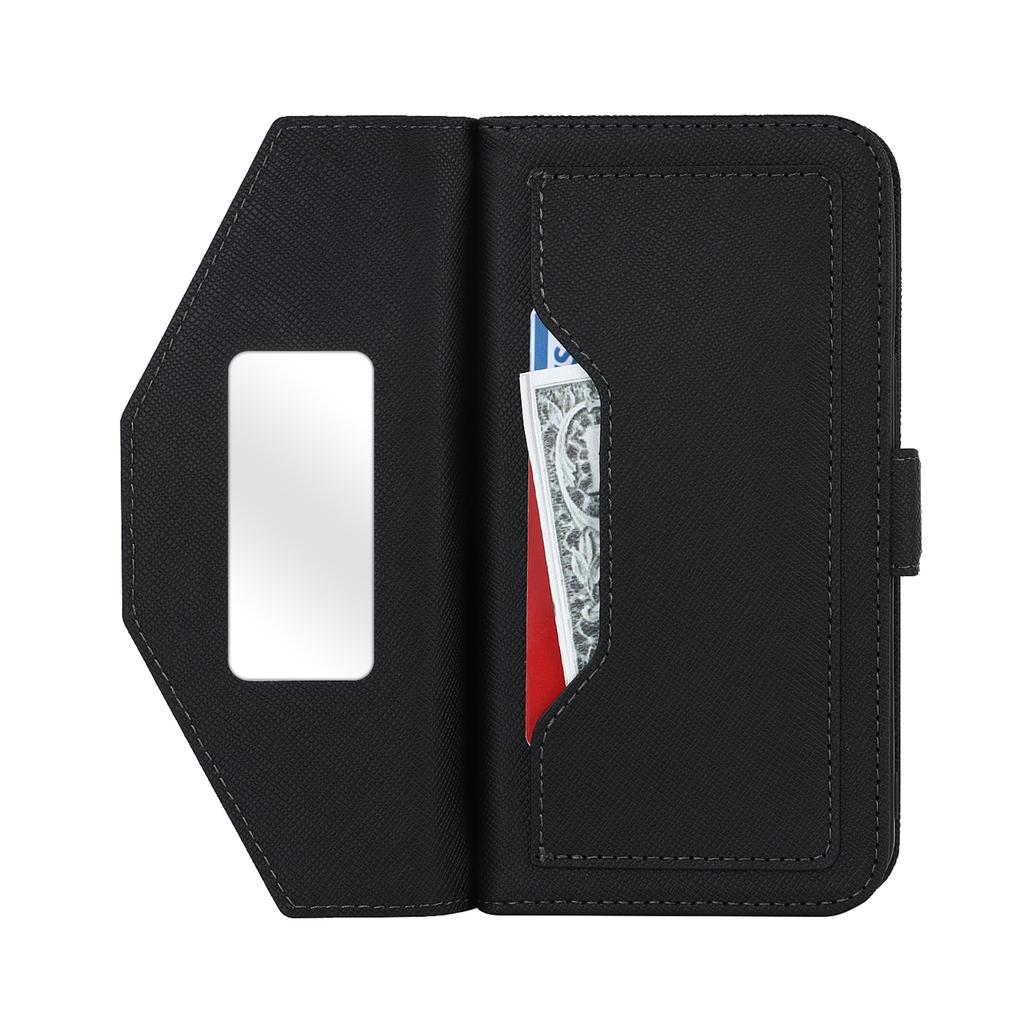 For Samsung Galaxy S25 Ultra Stand Case Cross Texture PU Leather Wallet Phone Cover with Shoulder Strap/Makeup Mirror