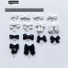 100pcs Resin Bowknot Nail Art Ornaments, Black & White Ribbon Style