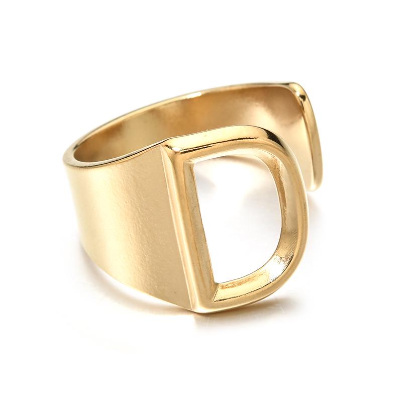 Stainless Steel Retro Letter Ring: European, American, Japanese & Korean Influenced Fashion