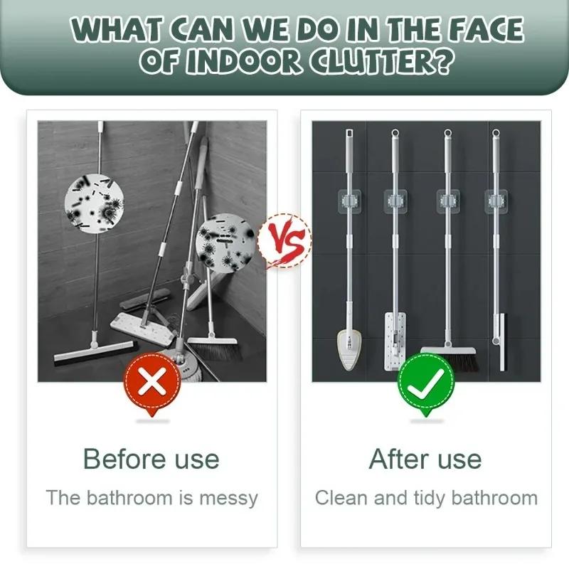 HOMZY 10PCS Wall Mounted Mop Organizer Holder Wall-Mounted Waterproof Mop Storage Rack Broom Hanger Hooks Household Tools