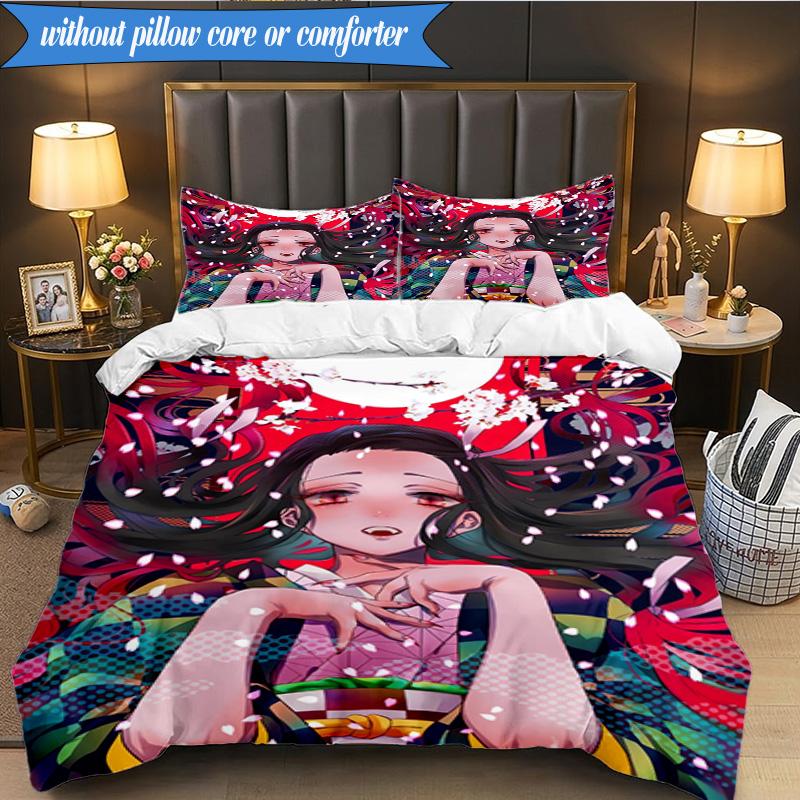 Vibrant Anime Characters 3pcs K-pop Music Group Bedding set,Ideal for Bedroom, Dormitory,Including Duvet Cover And 2pcs Pillowcases,Fan Gifts