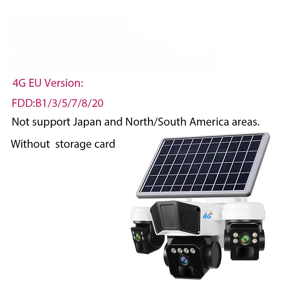 LS VISION 12MP Three Lens 4G Camera Wireless Solar Panel Powered PTZ IP O-KAM Pro Color Night Vision Outdoor Security CCTV 4G Sim Card
