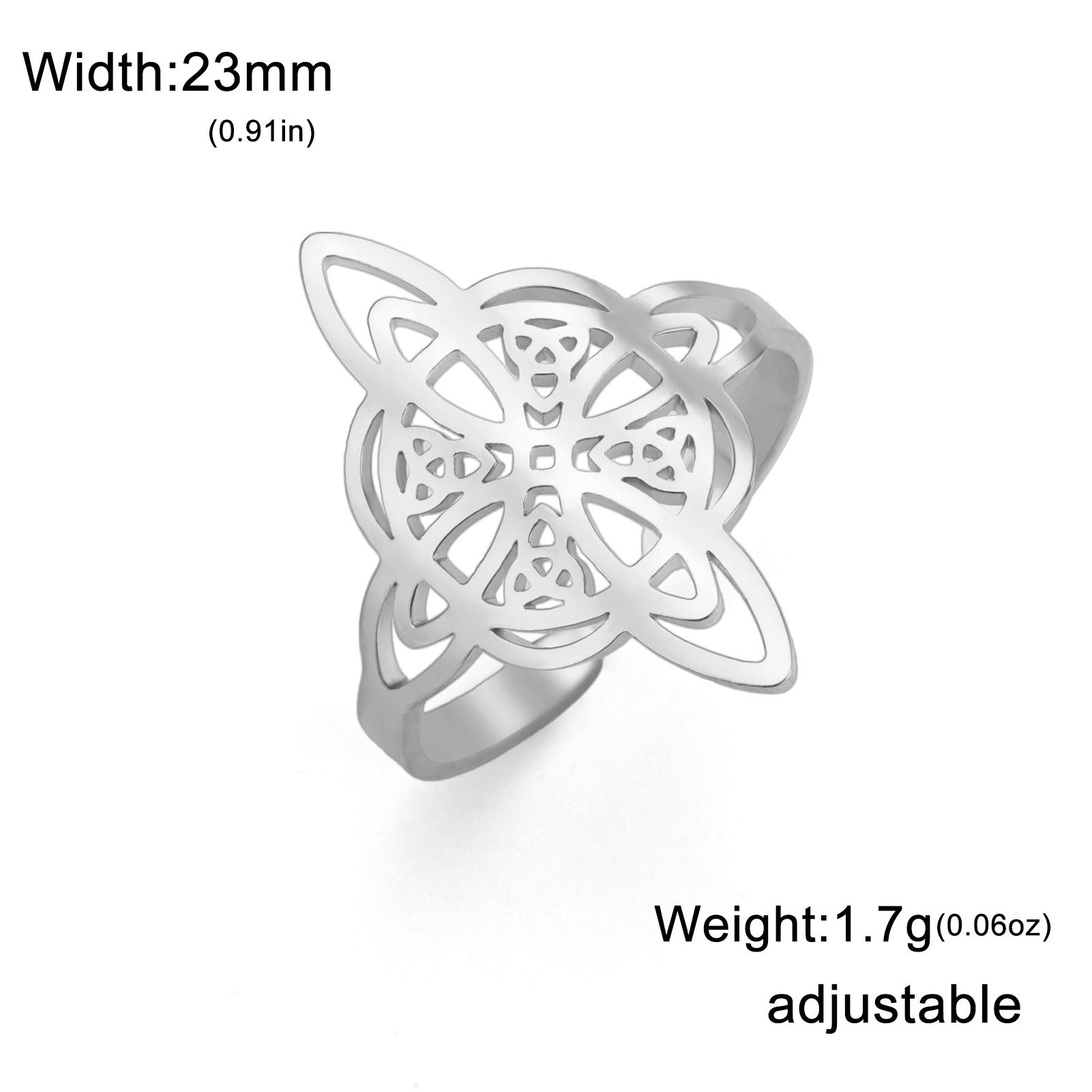 

Teamer Witch Knot Open Ring For Women Men Adjustable Stainless Steel Ring Irish Celtics Knot Amulet Witchcraft Jewelry Gift New resizable