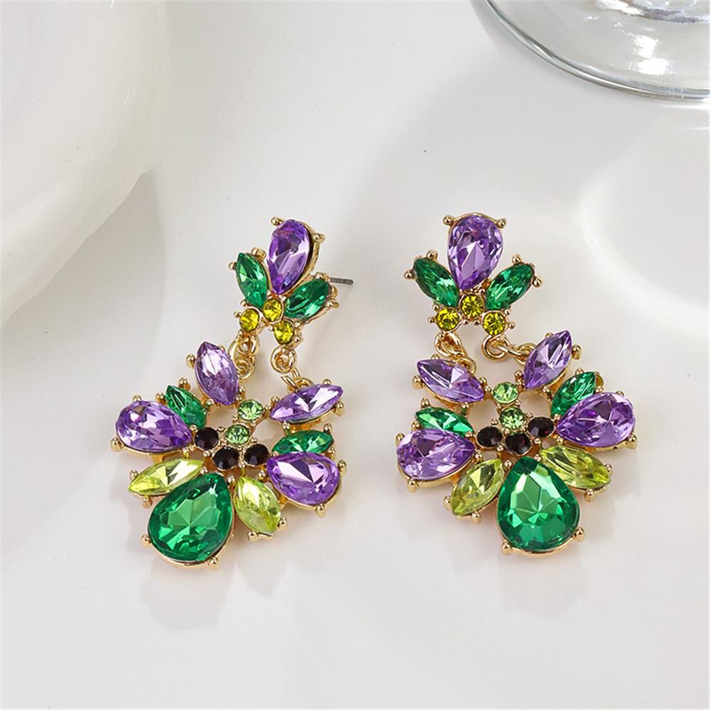 Charme Ohrringe Hängend Damen Lila Grün Zirkonstein Niedlich Trendig Braut Goldfarbe Hängend Hochzeits Schmuck Für Frauen