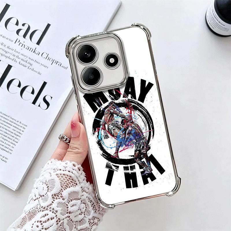 Muay Thai Fight Boxing Soft Phone Case For Xiaomi Redmi Note 14 15 Pro Plus 13 12 11S 11T 5G 10 9S 9 Plating Anti-Fall Fundas
