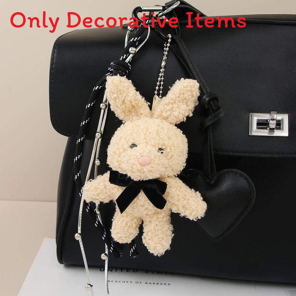 Miu Plush Dog Keychain With Bowknot Hanging Decor For Bag Accessories
