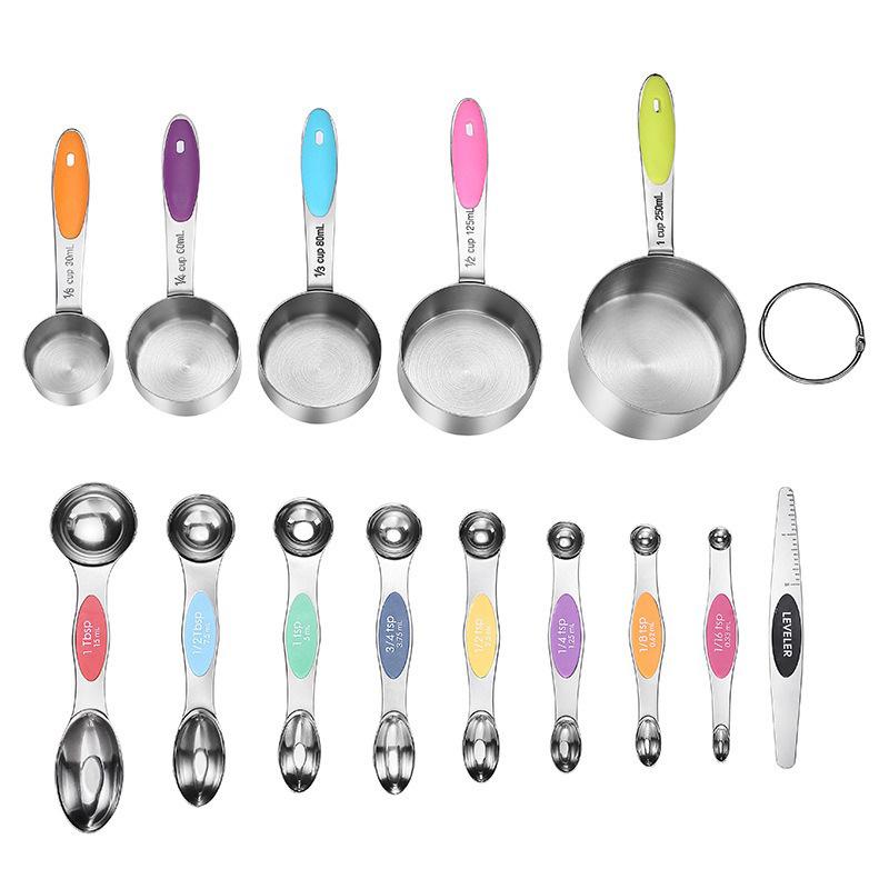 430 Stainless Steel Multi-Function Measuring Spoons and Cups Set for Baking, Coffee, and Seasoning