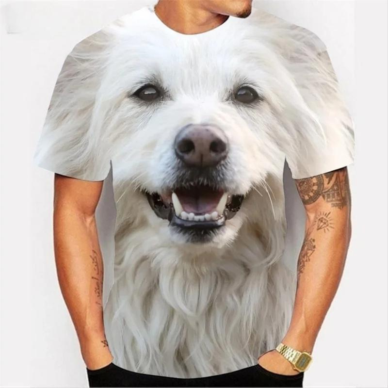 Letní 3D tištěný roztomilý pes pánské triko se zvířecím vzorem trička ležérní oversized topy s krátkým rukávem unisex trička s kulatým výstřihem