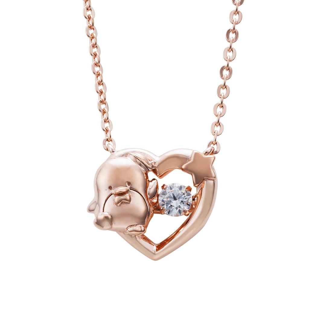 Tuxedo Sam 45th Anniversary Sanrio Characters Dancing Stone Silver Necklace [White Clover] SATA45-N001PG