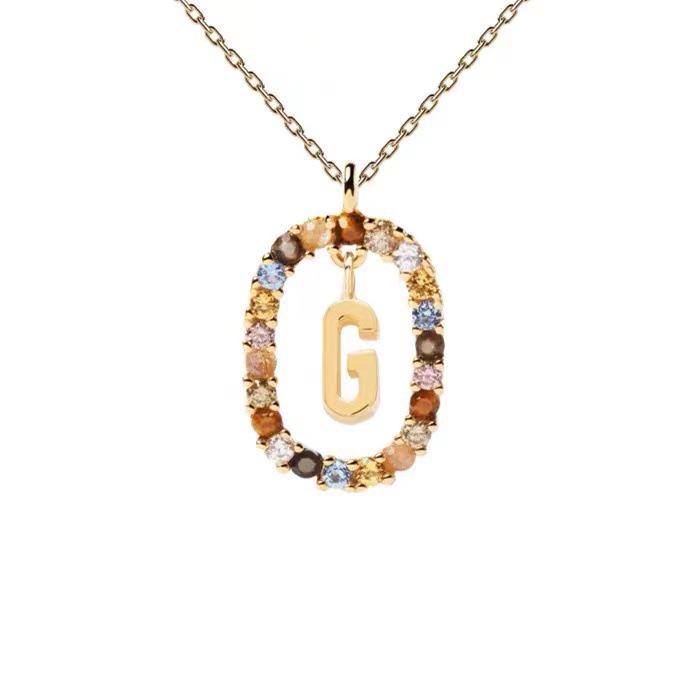 European & American Spanish Zircon Alphabet Necklace - Stylish Clavicle Chain Pendant