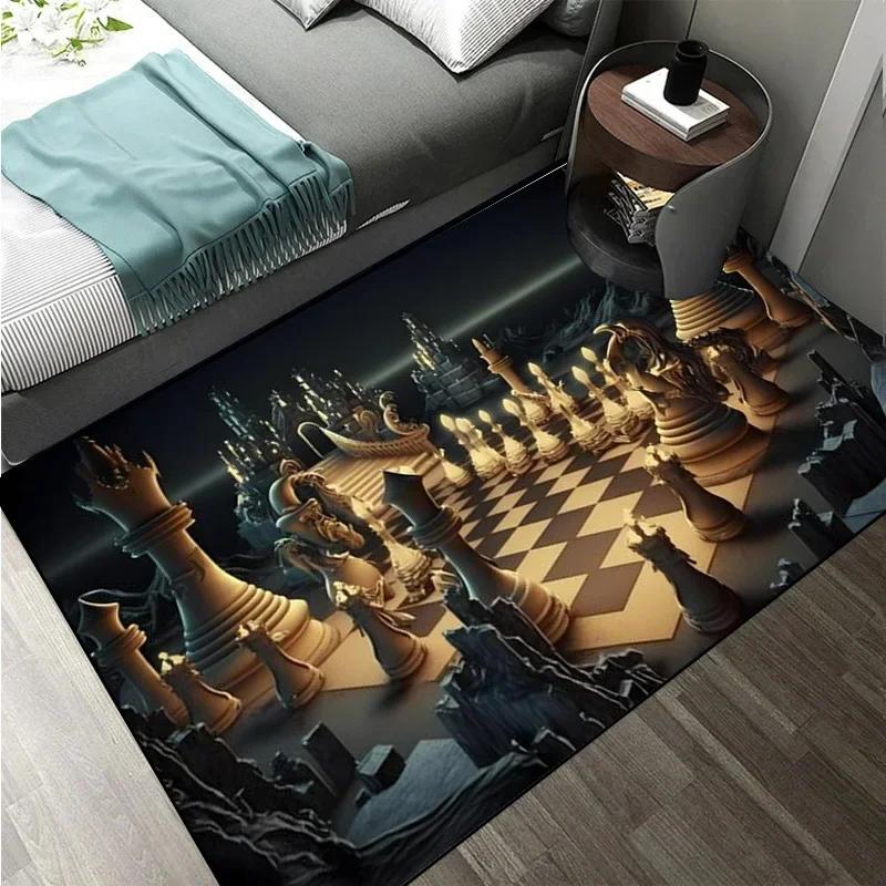 Intelligence Game Chess Inspired Decor Carpet Rug King Queen Rook Bishop Knight Pawn Cozy Living Room Floor Mat Area Rug