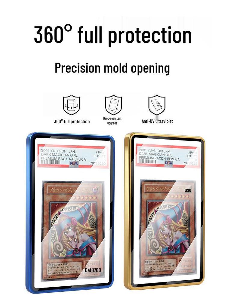PSA Universal Graded Card Sleeve - Glossy Metal Snap-On Protective Case with Stand (Drop & Dust-Proof)