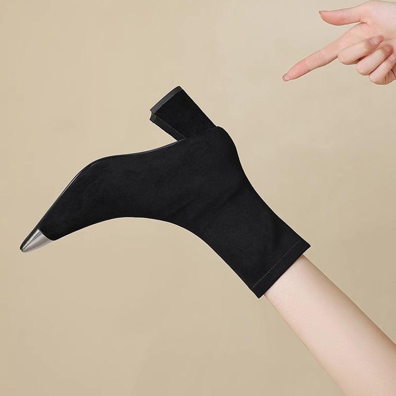Fashion Spring Autumn Pointed Toe Elastic Slim Women Short Boots Fashion Thick Heels Shoes Mordern Botas Zapatos De Mujer