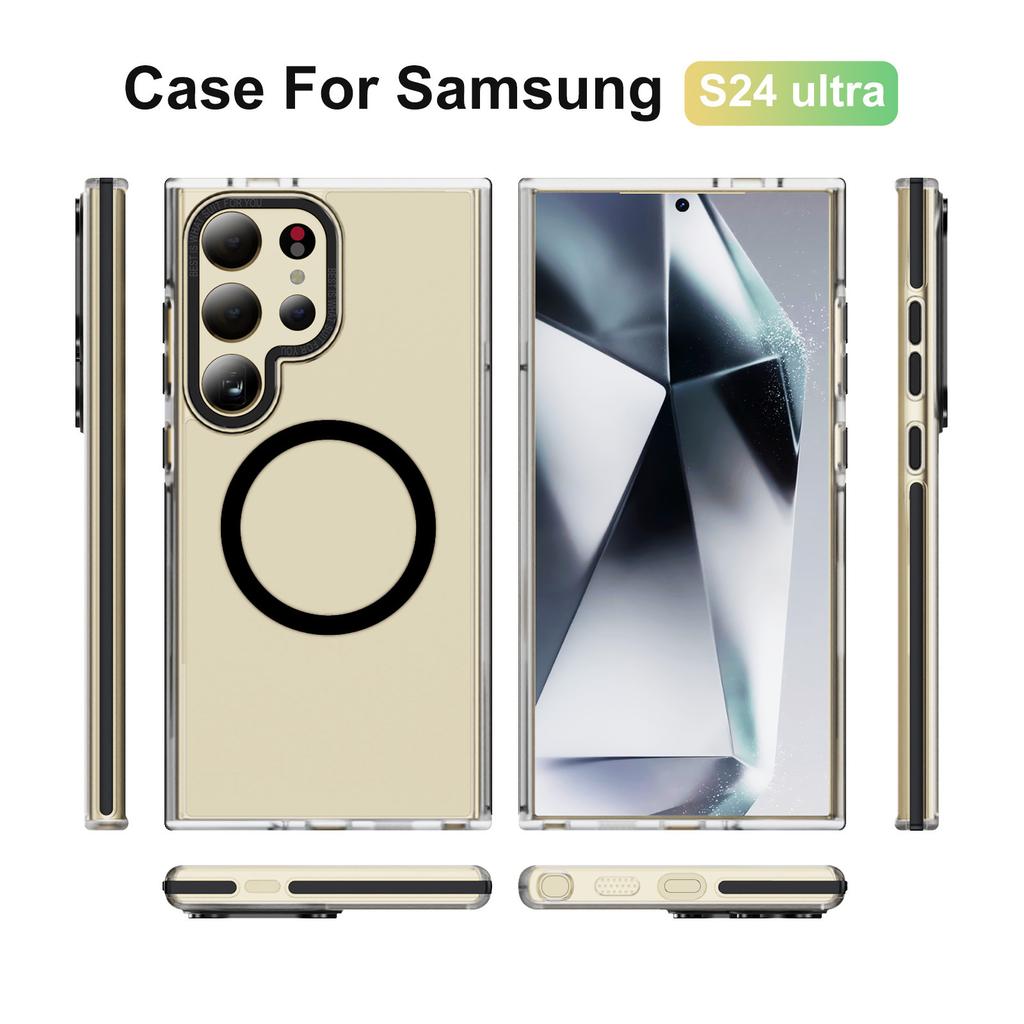 For Samsung Galaxy S25 Phone Case, Skin Sensitive Magnetic Suction Anti Fingerprint Four Corner Airbag Phone Case