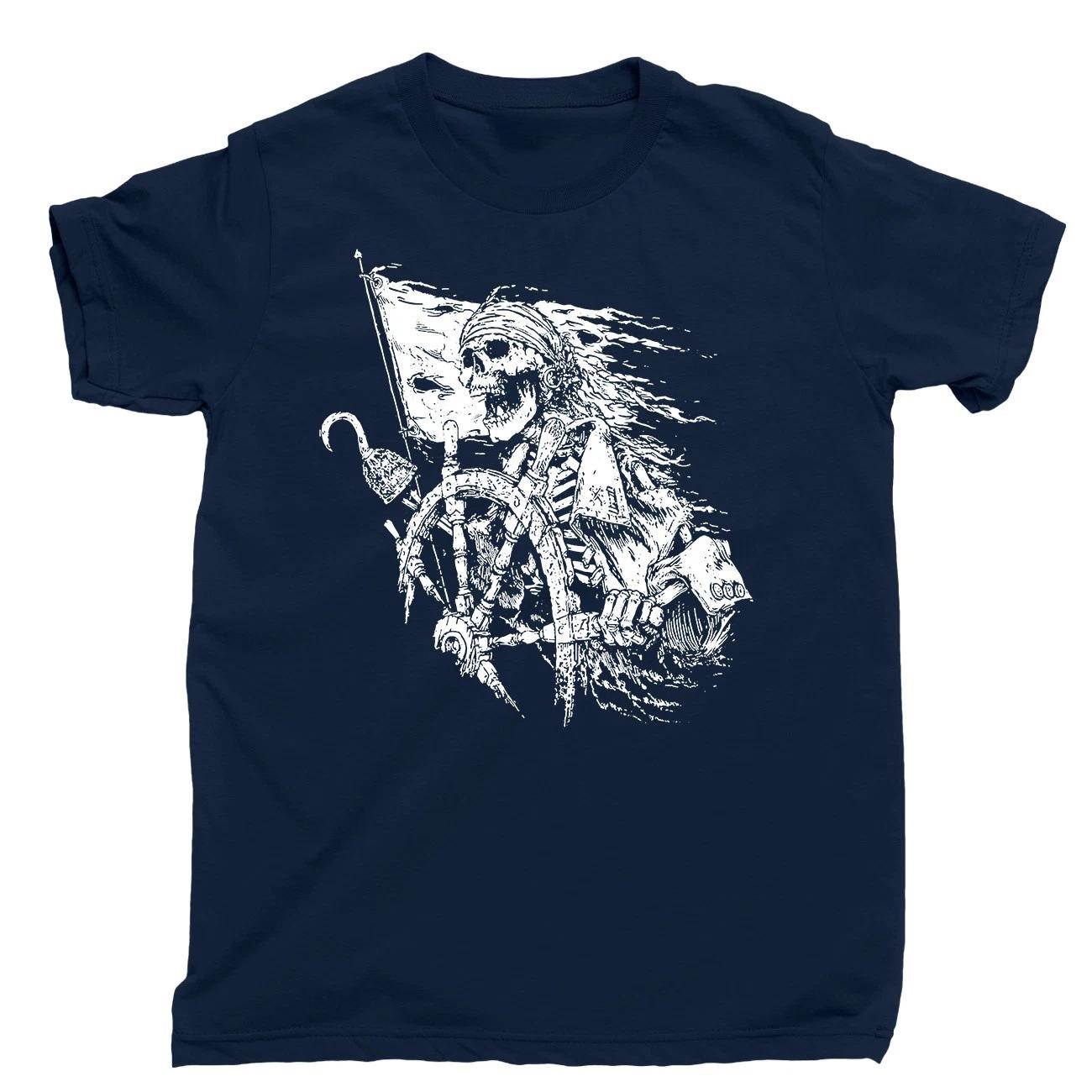 Pirate Sailor Tshirt Blackbeard Ship Skull Cross Bone Wanderer Tshirt Printed Casual Unisexs and Womens Tshirt Daily Street S