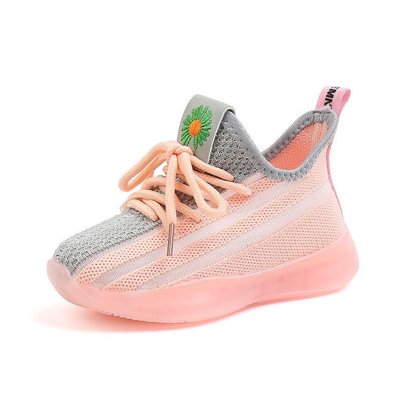 

Autumn Kids Sneakers Casual Embroidery Jelly Bottom Striped Breathable Candy Color Baby Shoes Girls Summer Led Sport Shoes Flats 25