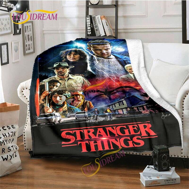 Stranger Things Flannel Blanket  Warm Comfort  Blanket Home Office Noon Break Blanket Travel Bed Sofa Washable Blanket.