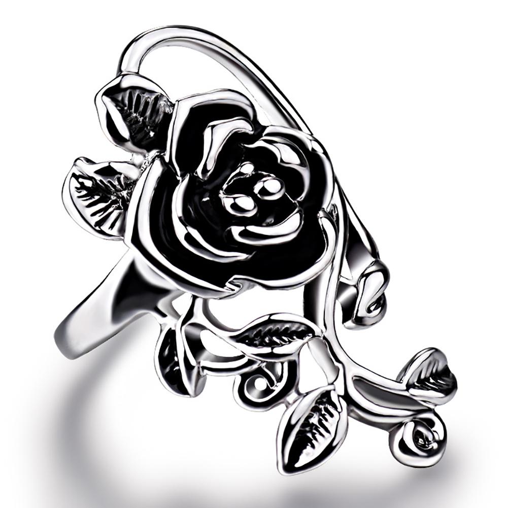 Gothic Women's Rose Flower Vine Alloy Enamel Finger Ring Cosplay Jewelry Gift