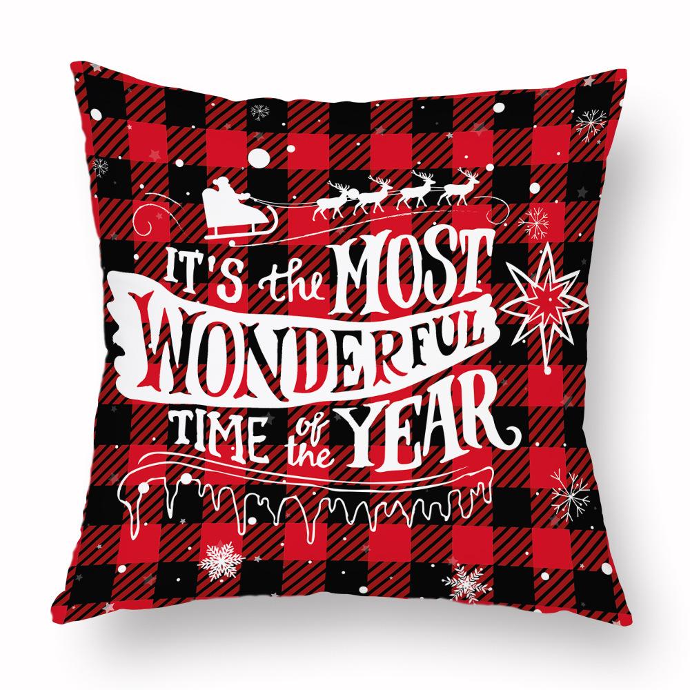 Christmas Hug Furniture Pillowcase Red Plaid Sofa Waist Support Pillow Home Home Decor Linen