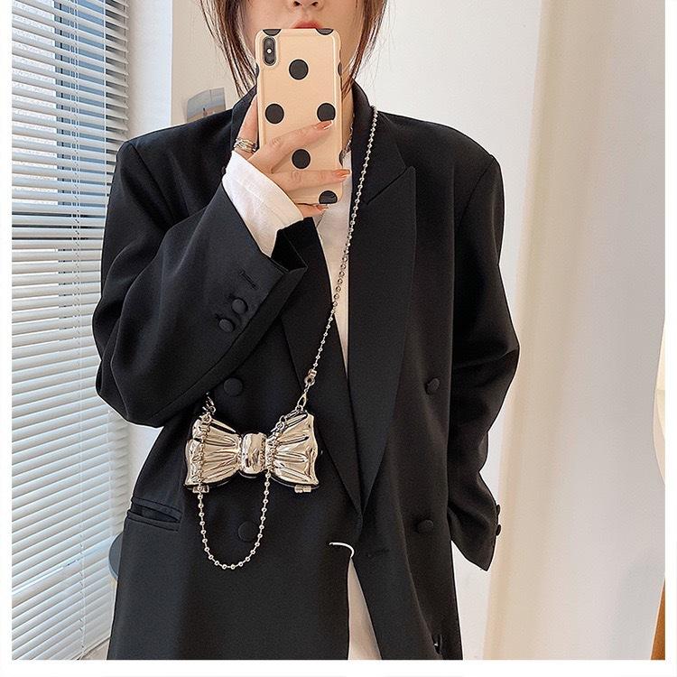 Metal Mini Bag Chain Crossbody Shoulder Bag Versatile Decorative Clothing Headphone Bag Shoulder Bag For Women