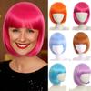 Perruque Colorée Halloween Résistante à la Chaleur Perruque de Fête Cosplay Anime Cheveux Courts Lisses Bob Carnaval